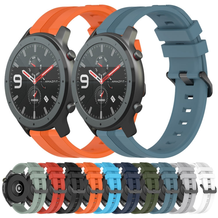 22mm Concave Striped Slicone Watch Band, For Amazfit GTR 47mm