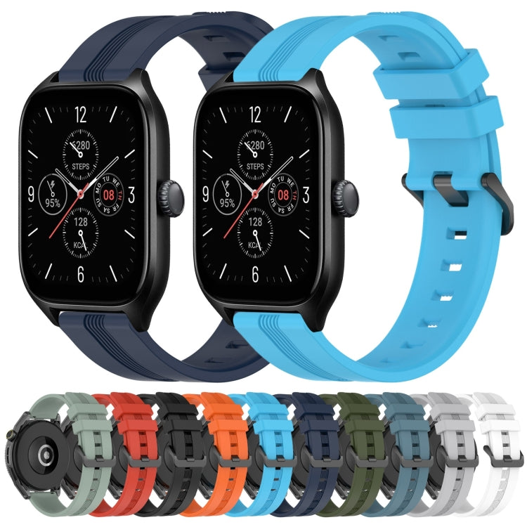 20mm Concave Striped Slicone Watch Band, For Amazfit GTS 4, For Amazfit GTS 3