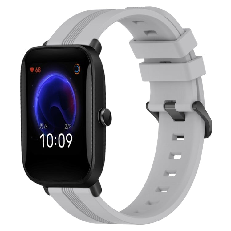 20mm Concave Striped Slicone Watch Band, For Amazfit Pop