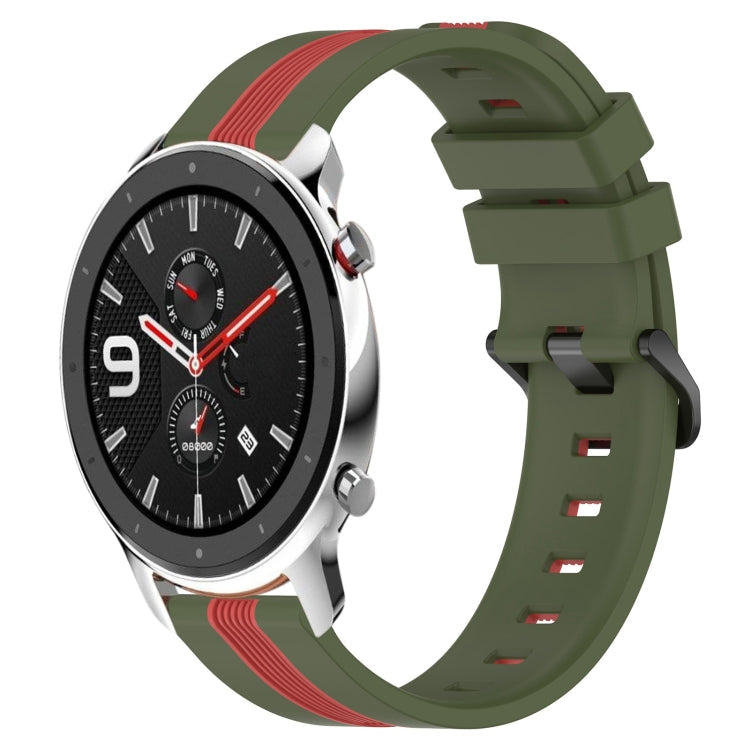 22mm Vertical Two-Color Silicone Watch Band, For Amazfit GTR 4, For Amazfit GTR 4 Pro