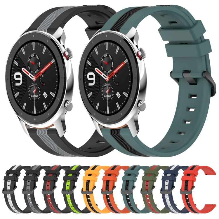 22mm Vertical Two-Color Silicone Watch Band, For Amazfit GTR 4, For Amazfit GTR 4 Pro