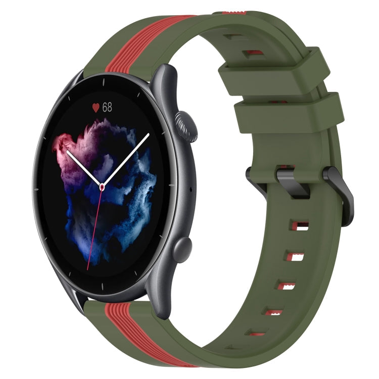 22mm Vertical Two-Color Silicone Watch Band, For Amazfit GTR 3, For Amazfit GTR 3 Pro