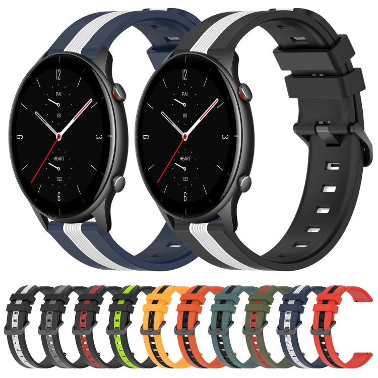22mm Vertical Two-Color Silicone Watch Band, For Amazfit GTR 2e, For Amazfit GTR 2