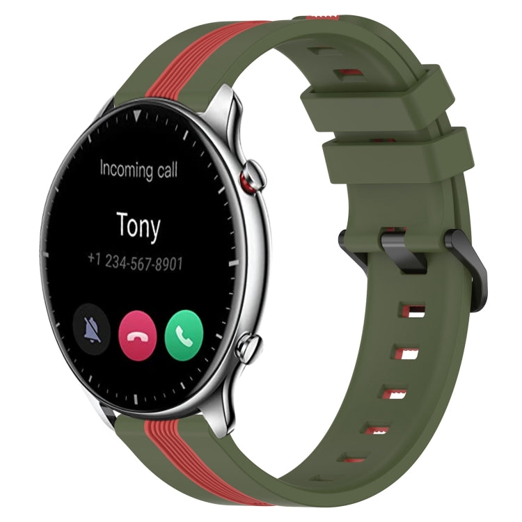 22mm Vertical Two-Color Silicone Watch Band, For Amazfit GTR 2e, For Amazfit GTR 2