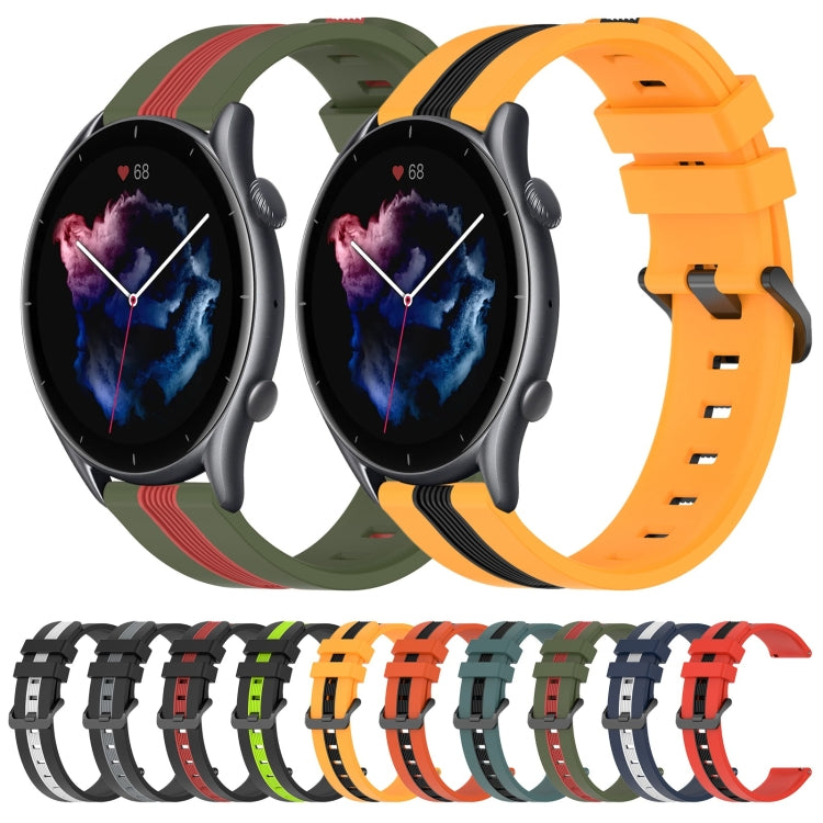 22mm Vertical Two-Color Silicone Watch Band, For Amazfit 3, For Amazfit GTR 47mm