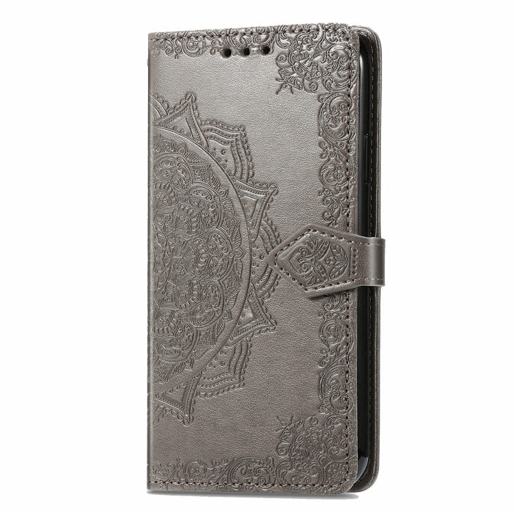 For Honor 100 Mandala Flower Embossed Leather Phone Case(Gray)