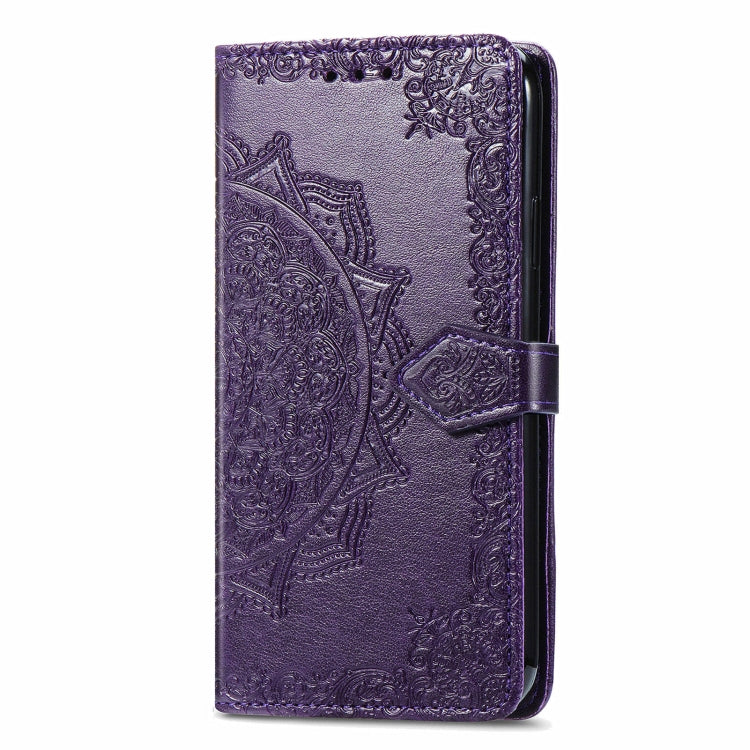 For Honor 100 Mandala Flower Embossed Leather Phone Case(Purple)