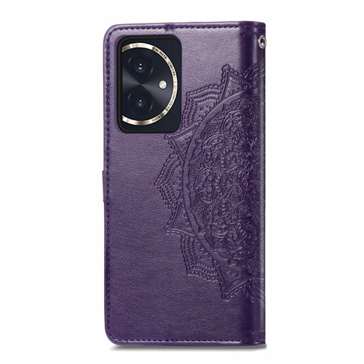For Honor 100 Mandala Flower Embossed Leather Phone Case(Purple)