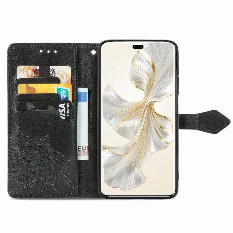 For Honor 100 Pro Mandala Flower Embossed Leather Phone Case(Black)