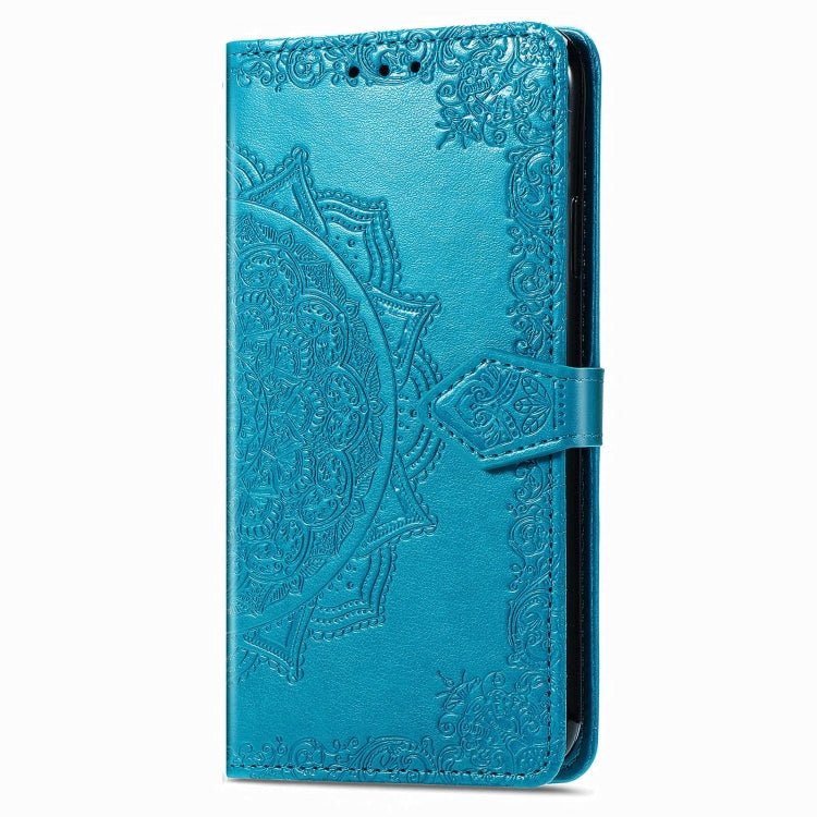 For Honor 100 Pro Mandala Flower Embossed Leather Phone Case(Blue)