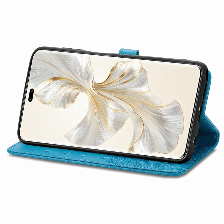 For Honor 100 Pro Mandala Flower Embossed Leather Phone Case(Blue)