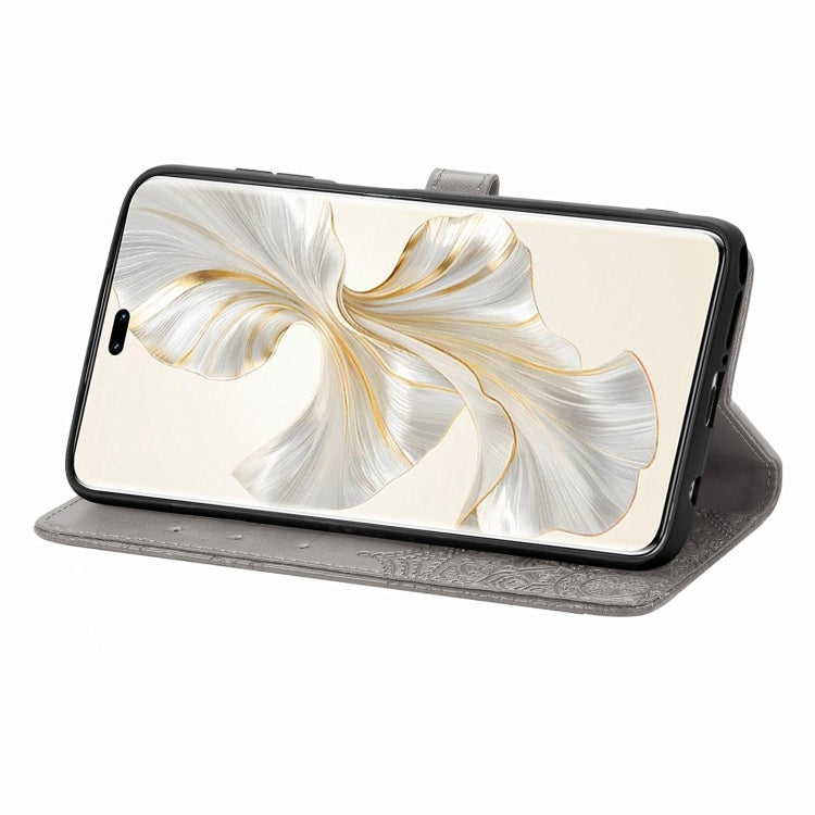 For Honor 100 Pro Mandala Flower Embossed Leather Phone Case(Gray)