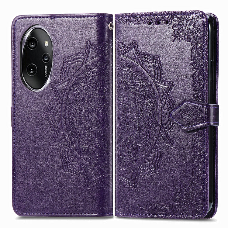For Honor 100 Pro Mandala Flower Embossed Leather Phone Case(Purple)