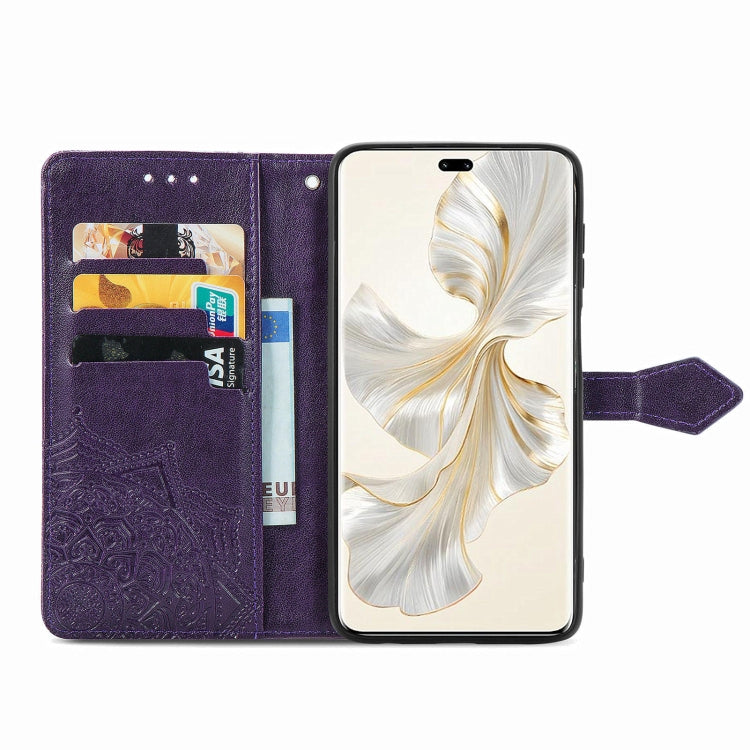 For Honor 100 Pro Mandala Flower Embossed Leather Phone Case(Purple)