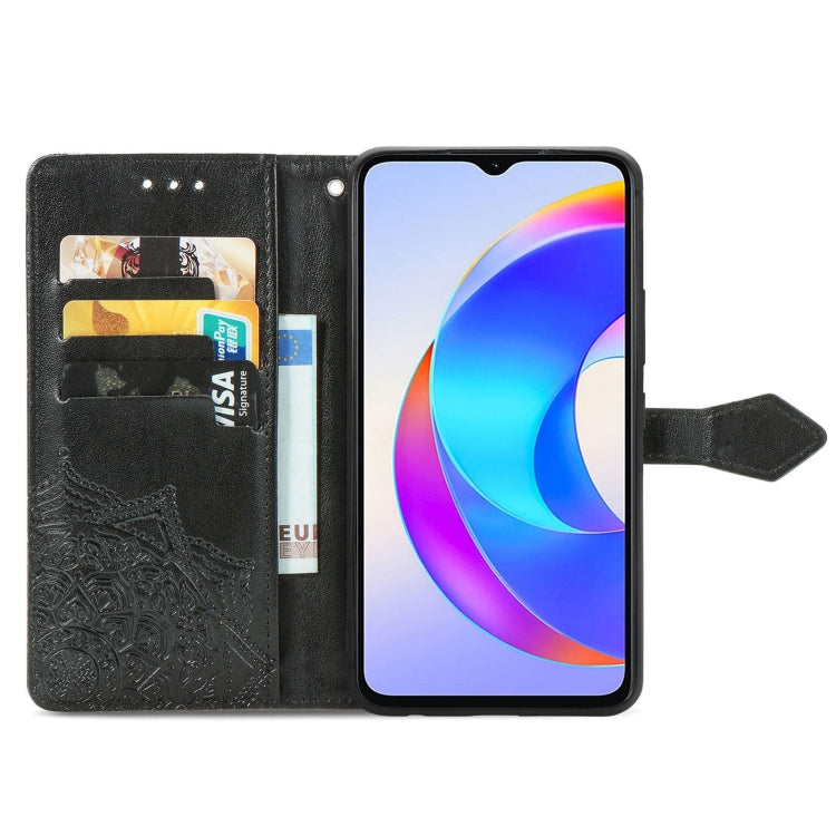 For Honor X5 Plus Mandala Flower Embossed Leather Phone Case(Black)
