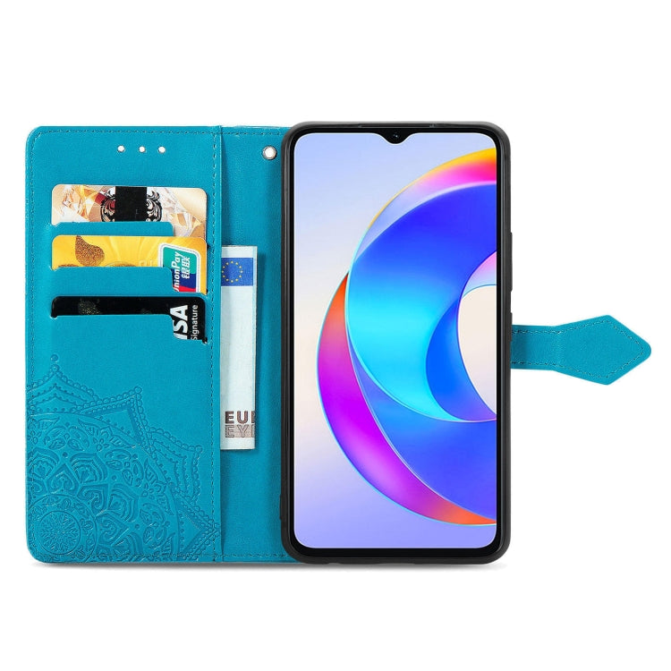 For Honor X5 Plus Mandala Flower Embossed Leather Phone Case(Blue)