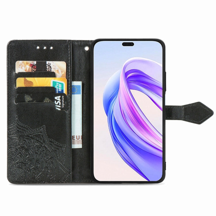 For Honor X50i+ Mandala Flower Embossed Leather Phone Case(Black)