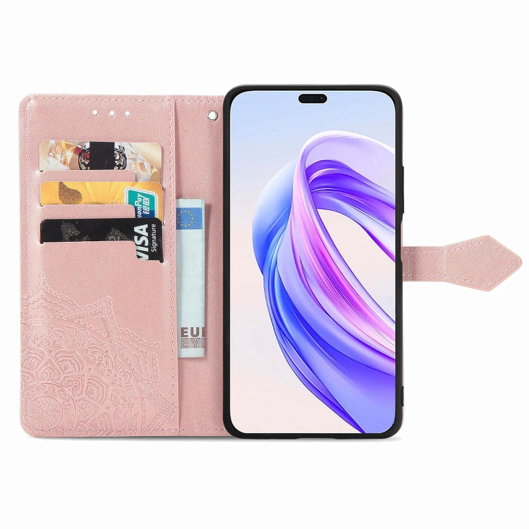 For Honor X50i+ Mandala Flower Embossed Leather Phone Case(Rose Gold)