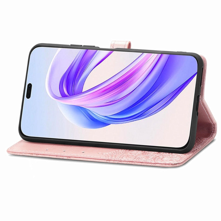 For Honor X50i+ Mandala Flower Embossed Leather Phone Case(Rose Gold)