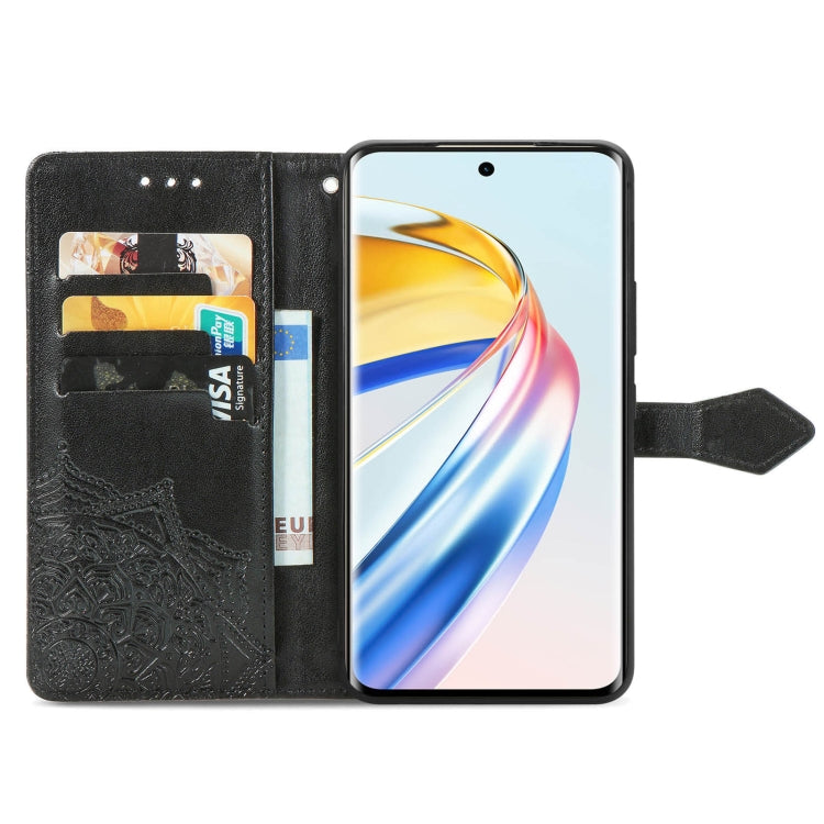 For Honor X9b Mandala Flower Embossed Leather Phone Case(Black)