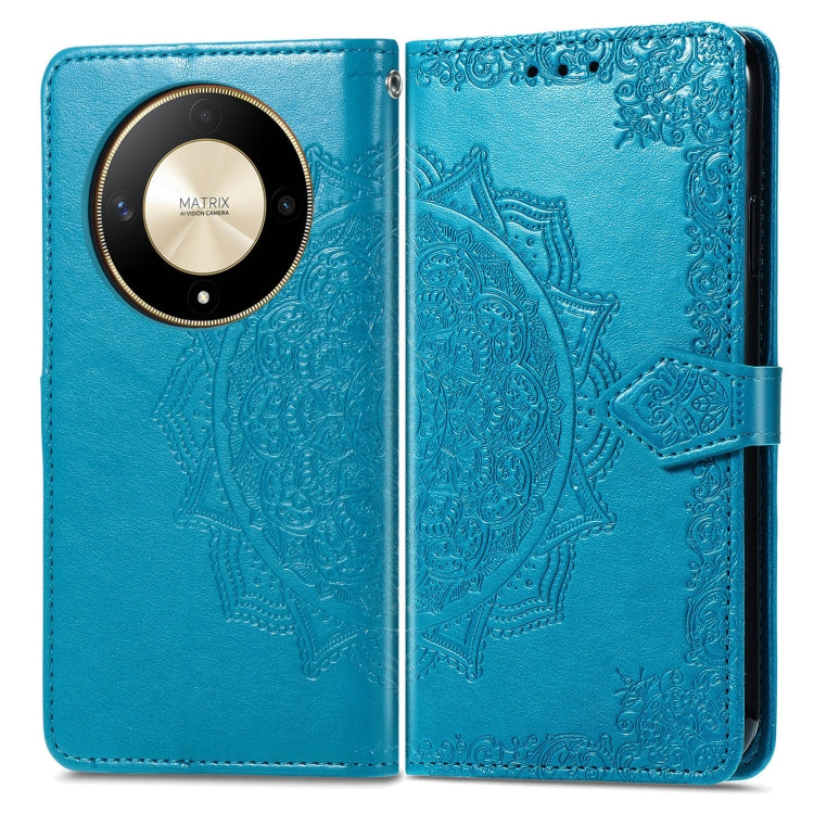 For Honor X9b Mandala Flower Embossed Leather Phone Case(Blue)