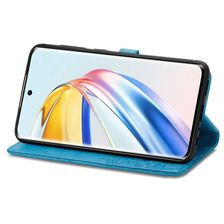 For Honor X9b Mandala Flower Embossed Leather Phone Case(Blue)