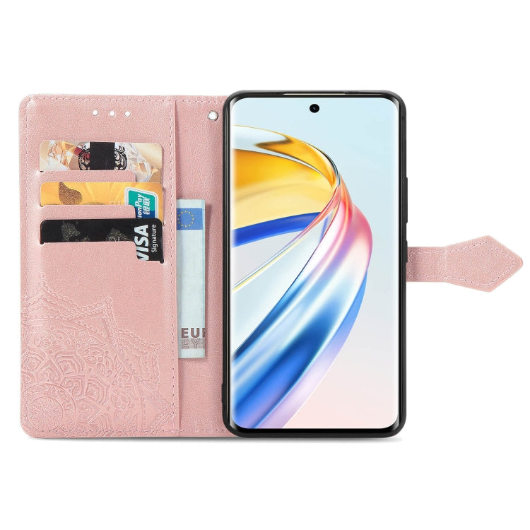For Honor X9b Mandala Flower Embossed Leather Phone Case(Rose Gold)