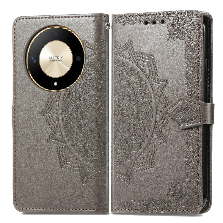 For Honor X9b Mandala Flower Embossed Leather Phone Case(Gray)