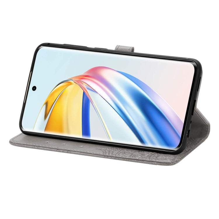 For Honor X9b Mandala Flower Embossed Leather Phone Case(Gray)