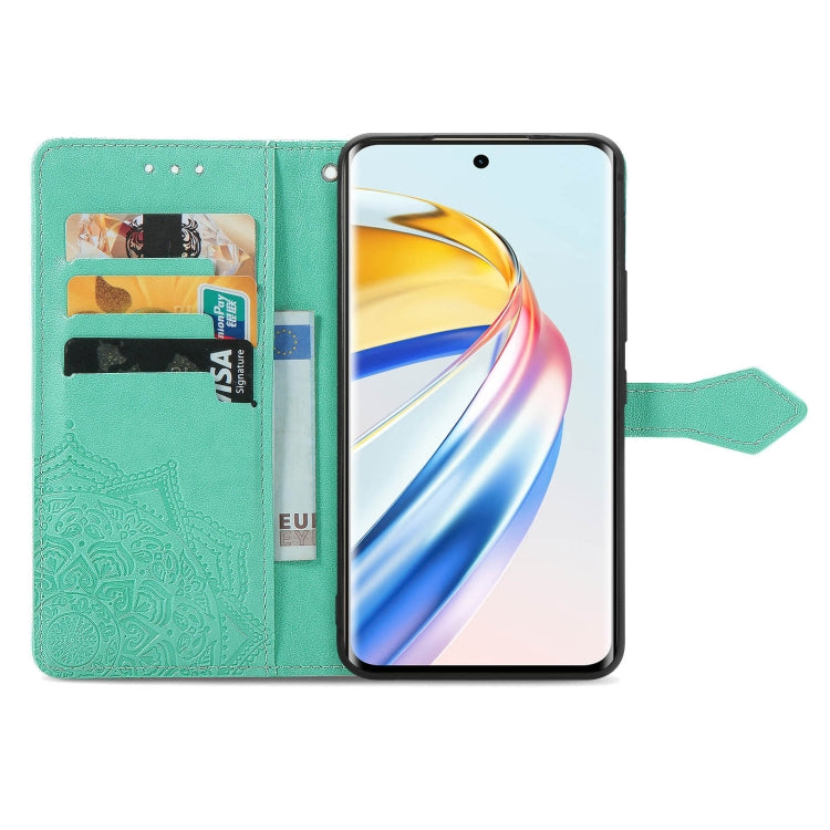 For Honor X9b Mandala Flower Embossed Leather Phone Case(Green)