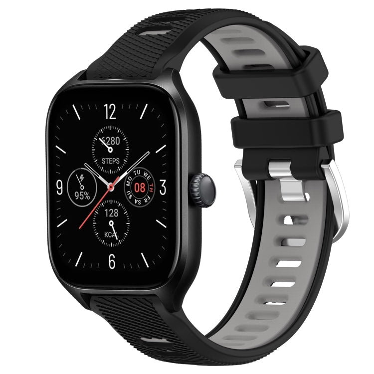 22mm Cross Texture Two Color Silicone Steel Buckle Watch Band, For Amazfit GTS 4, For Amazfit GTS 4 Mini