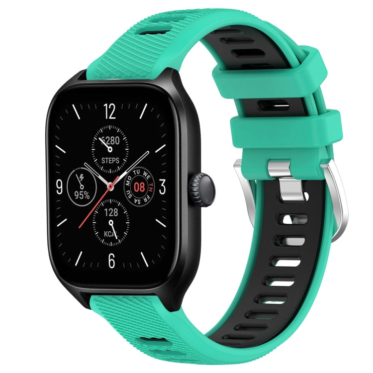 22mm Cross Texture Two Color Silicone Steel Buckle Watch Band, For Amazfit GTS 4, For Amazfit GTS 4 Mini