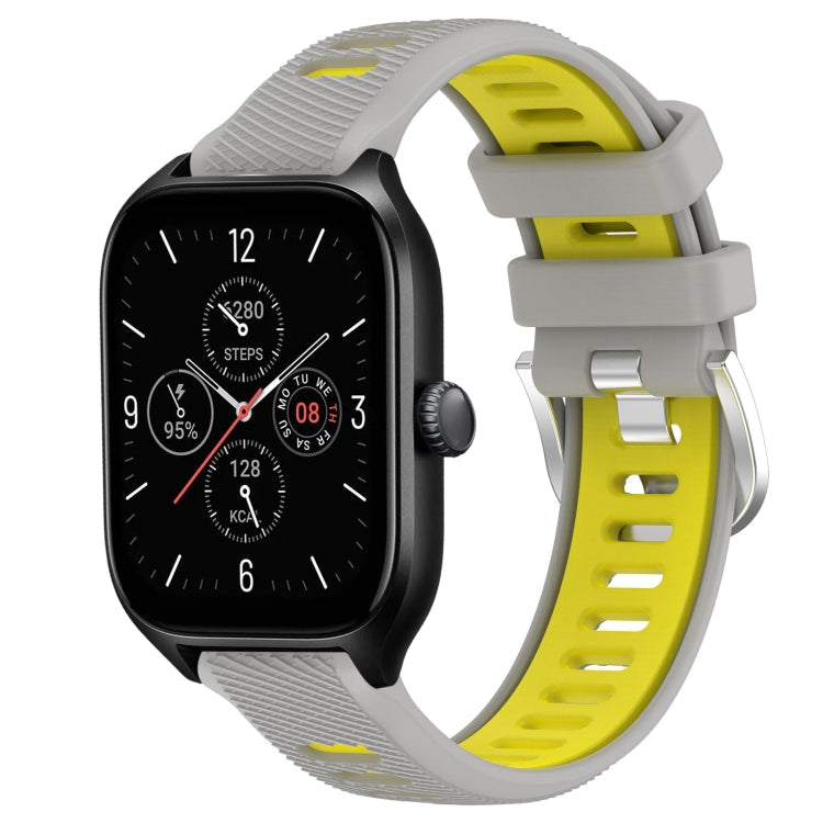 22mm Cross Texture Two Color Silicone Steel Buckle Watch Band, For Amazfit GTS 4, For Amazfit GTS 4 Mini