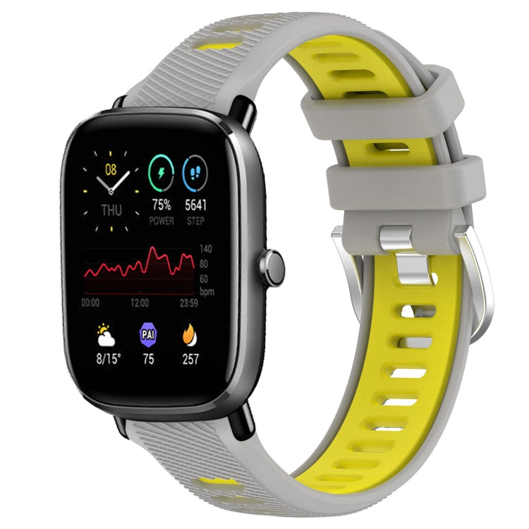 22mm Cross Texture Two Color Silicone Steel Buckle Watch Band, For Amazfit GTS 4, For Amazfit GTS 4 Mini