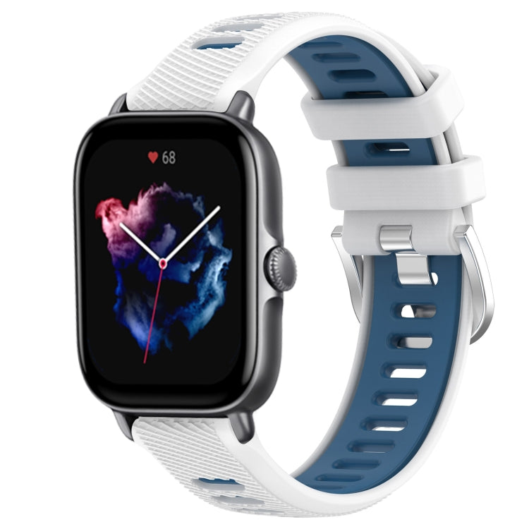 22mm Cross Texture Two Color Silicone Steel Buckle Watch Band, For Amazfit GTS 3, For Amazfit GTS 2E