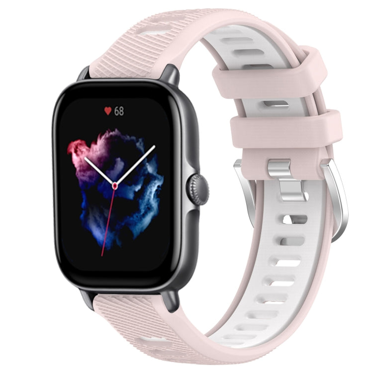 22mm Cross Texture Two Color Silicone Steel Buckle Watch Band, For Amazfit GTS 3, For Amazfit GTS 2E