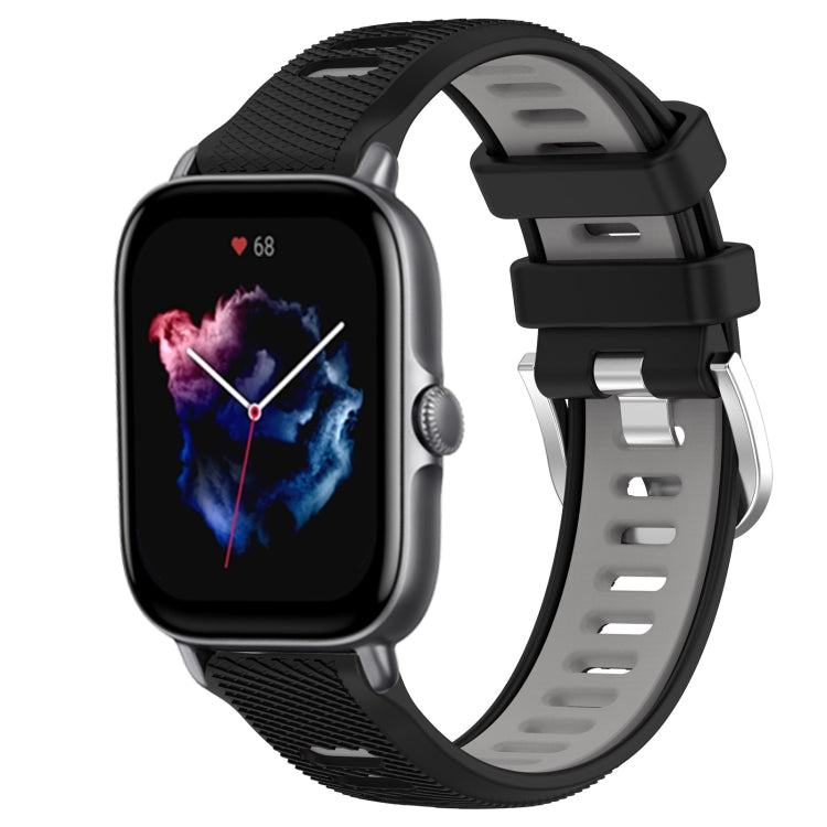 22mm Cross Texture Two Color Silicone Steel Buckle Watch Band, For Amazfit GTS 3, For Amazfit GTS 2E