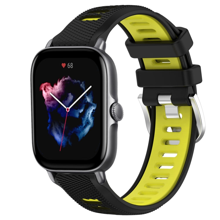 22mm Cross Texture Two Color Silicone Steel Buckle Watch Band, For Amazfit GTS 3, For Amazfit GTS 2E