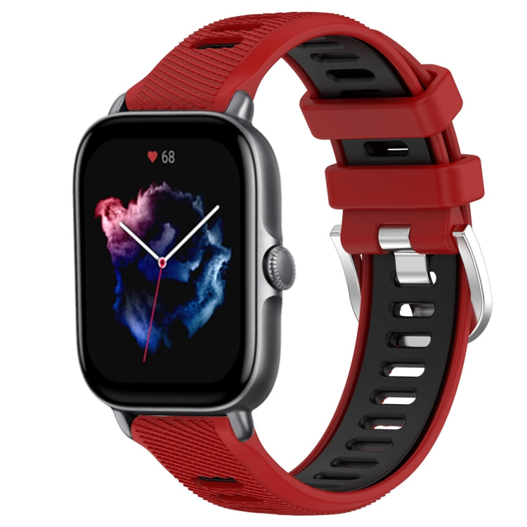 22mm Cross Texture Two Color Silicone Steel Buckle Watch Band, For Amazfit GTS 3, For Amazfit GTS 2E