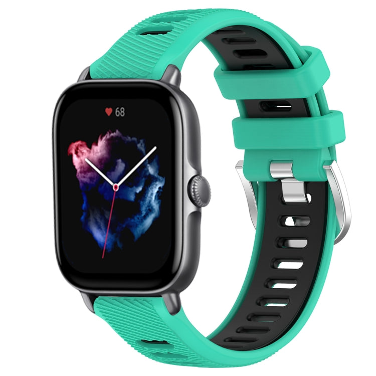 22mm Cross Texture Two Color Silicone Steel Buckle Watch Band, For Amazfit GTS 3, For Amazfit GTS 2E