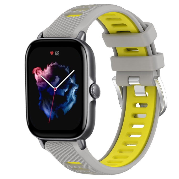 22mm Cross Texture Two Color Silicone Steel Buckle Watch Band, For Amazfit GTS 3, For Amazfit GTS 2E