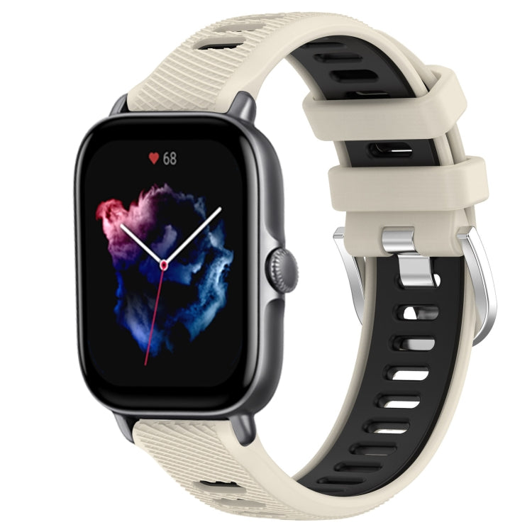 22mm Cross Texture Two Color Silicone Steel Buckle Watch Band, For Amazfit GTS 3, For Amazfit GTS 2E