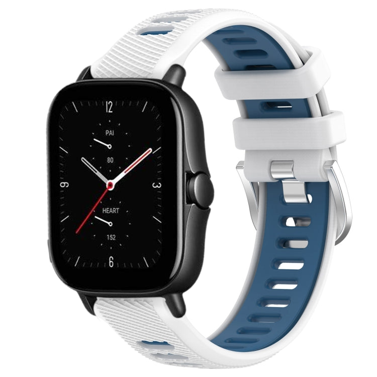 22mm Cross Texture Two Color Silicone Steel Buckle Watch Band, For Amazfit GTS 3, For Amazfit GTS 2E