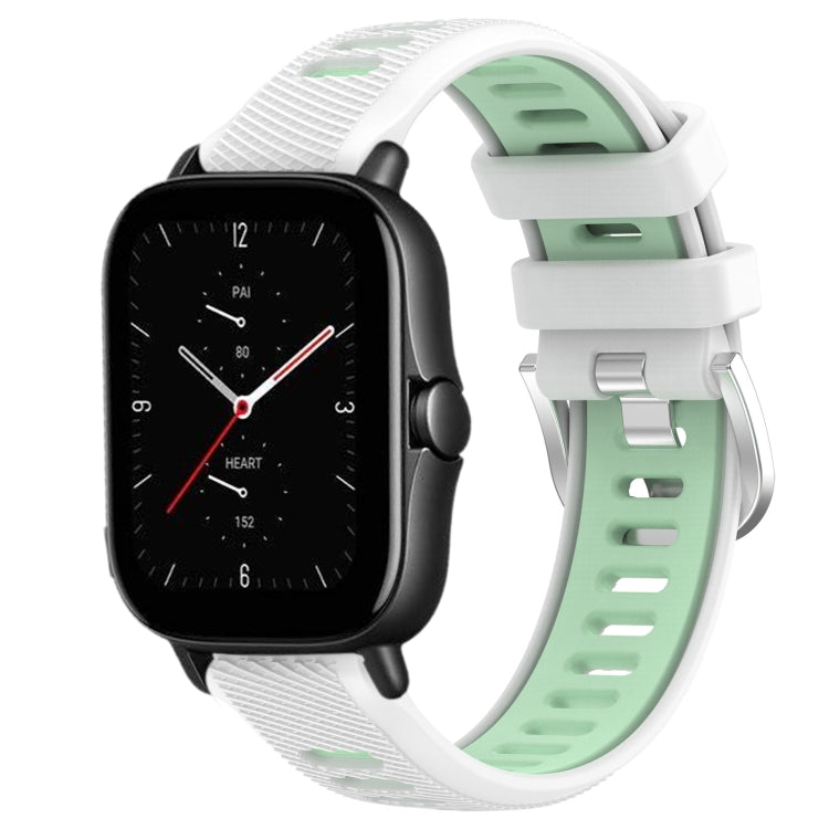 22mm Cross Texture Two Color Silicone Steel Buckle Watch Band, For Amazfit GTS 3, For Amazfit GTS 2E