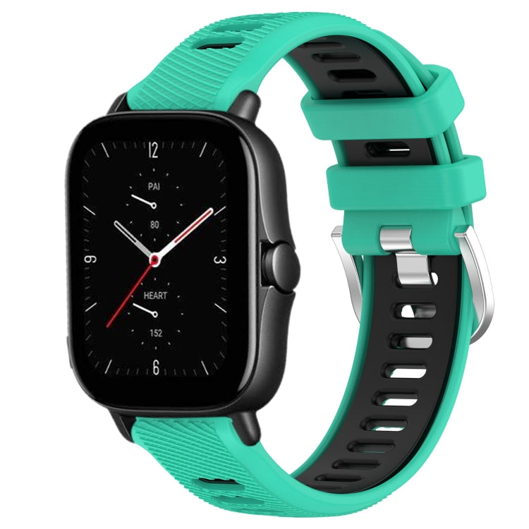 22mm Cross Texture Two Color Silicone Steel Buckle Watch Band, For Amazfit GTS 3, For Amazfit GTS 2E