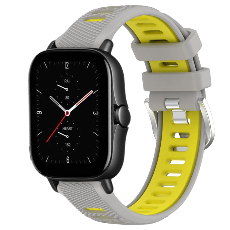 22mm Cross Texture Two Color Silicone Steel Buckle Watch Band, For Amazfit GTS 3, For Amazfit GTS 2E