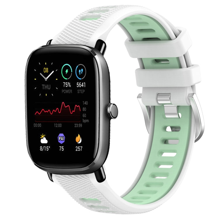 22mm Cross Texture Two Color Silicone Steel Buckle Watch Band, For Amazfit GTS 2 Mini, For Amazfit GTS 2