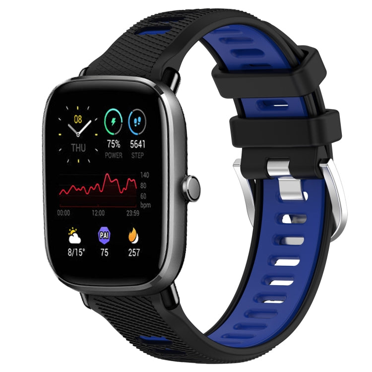 22mm Cross Texture Two Color Silicone Steel Buckle Watch Band, For Amazfit GTS 2 Mini, For Amazfit GTS 2