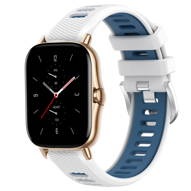 22mm Cross Texture Two Color Silicone Steel Buckle Watch Band, For Amazfit GTS 2 Mini, For Amazfit GTS 2