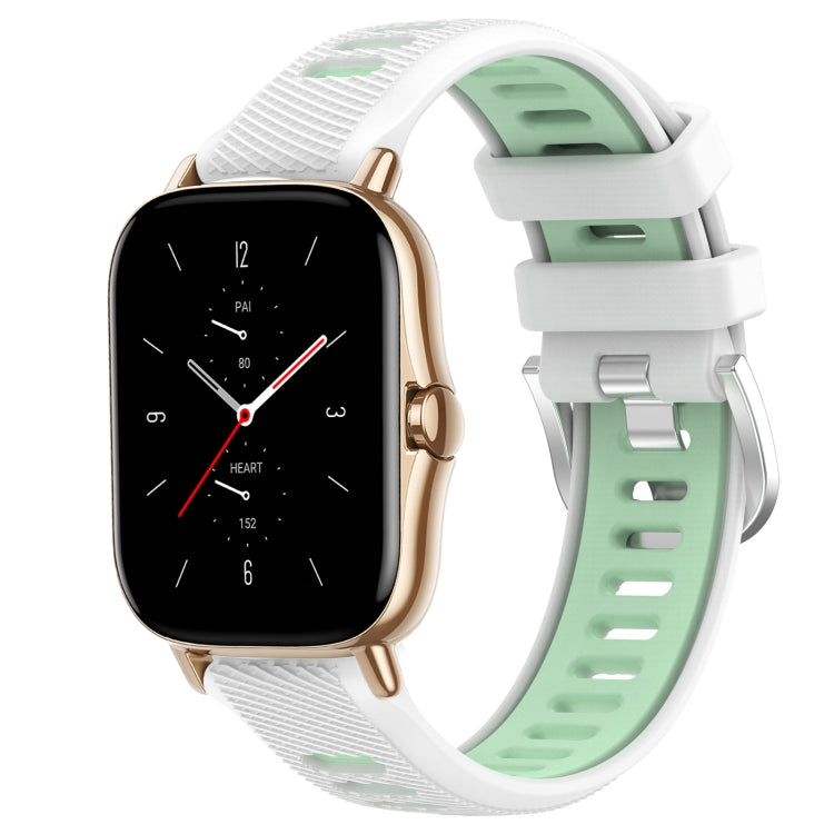 22mm Cross Texture Two Color Silicone Steel Buckle Watch Band, For Amazfit GTS 2 Mini, For Amazfit GTS 2